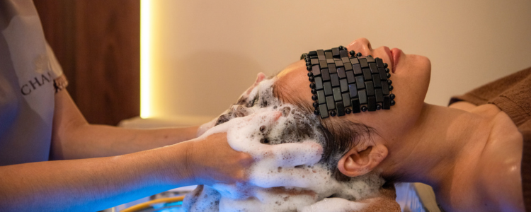 Hair Wash during Head Spa in Silom and Sukhimvit using organic Yves Rocher shampoo