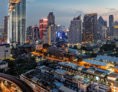 Silom at night with Chandee branch in the center