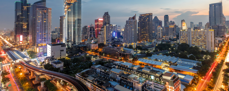 Silom at night with Chandee branch in the center