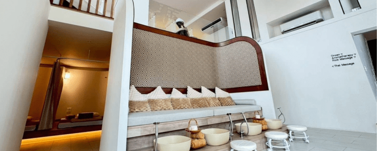 The foot washing area at Chandee for customers before the Thai massage