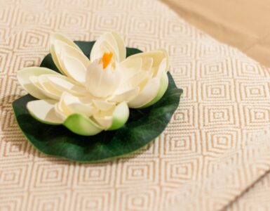 White Lotus flower of Chandee in the white bed sheet